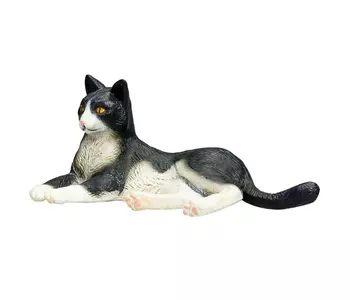 Mojo Macska figura - fekvő, fekete-fehér