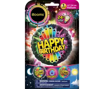 Illooms LED fólia lufi - Happy Birthday felirattal 1 db