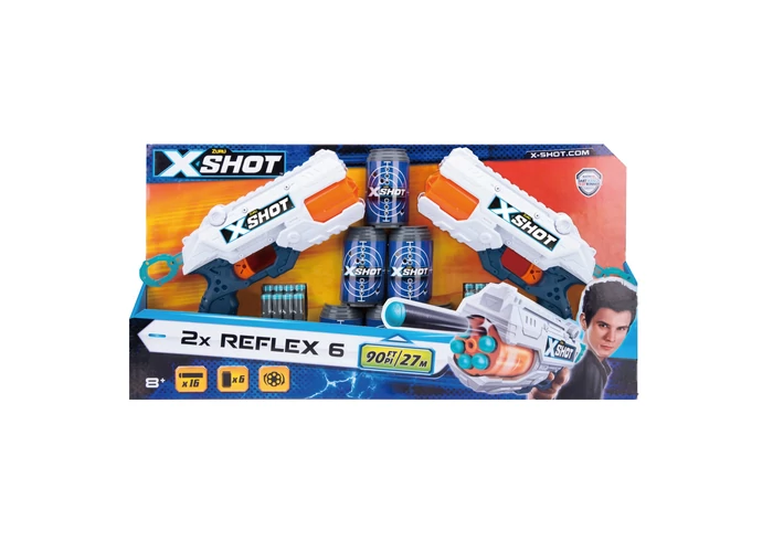 X-Shot Reflex 6 forgótáras szivacslövő pisztoly 2db + 6 db célpont doboz