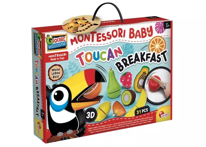 Montessori baby 2az1-ben kézségfejlesztő játék - a tukán reggelije